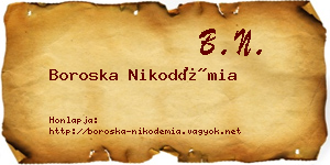 Boroska Nikodémia névjegykártya